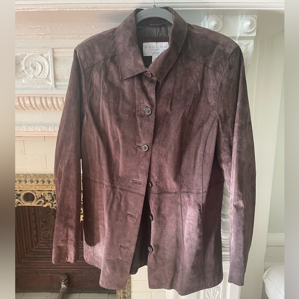 Lovely chocolate brown suede oversize jacket shacket - Size M